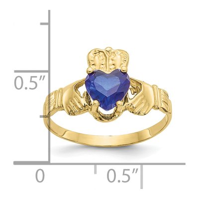 10K Yellow Gold September Birthstone Claddagh Ring – view 4