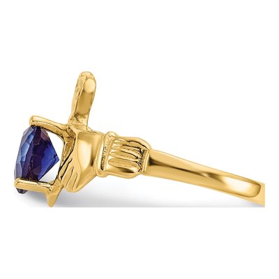 10K Yellow Gold September Birthstone Claddagh Ring – view 5