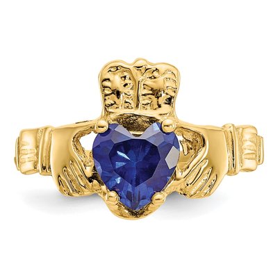 10K Yellow Gold September Birthstone Claddagh Ring – view 6