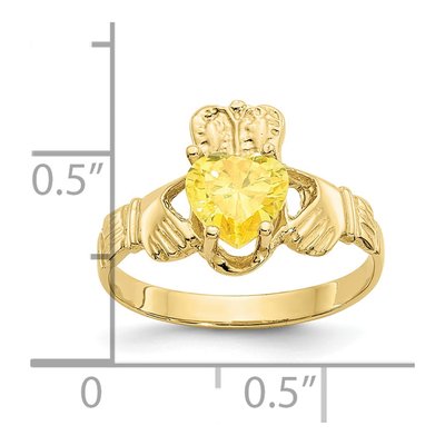 10K Yellow Gold November Birthstone Claddagh Ring – view 4