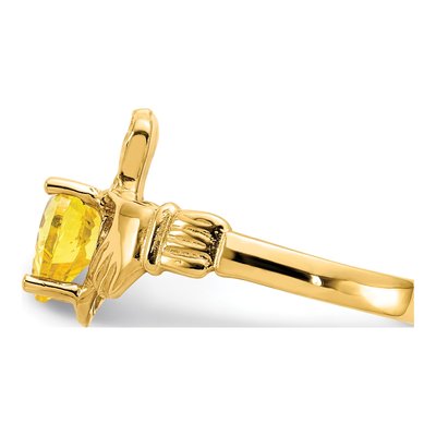 10K Yellow Gold November Birthstone Claddagh Ring – view 5