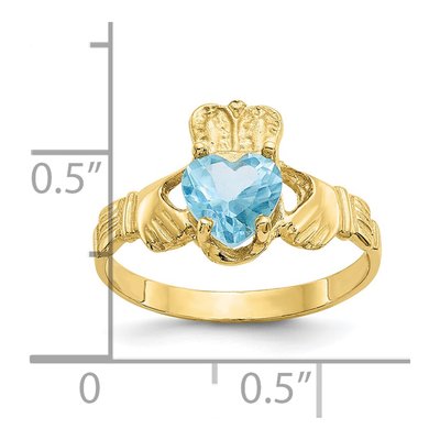10K Yellow Gold December Birthstone Claddagh Ring – view 3