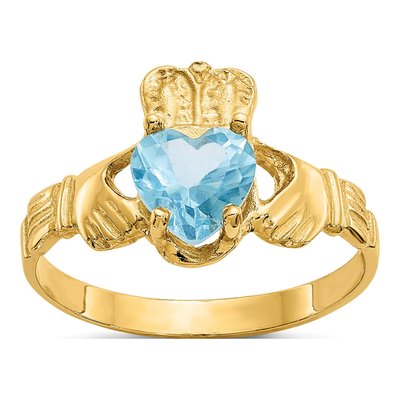 10K Yellow Gold December Birthstone Claddagh Ring