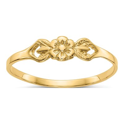 10K Yellow Gold Flower for Babies Kids Ring