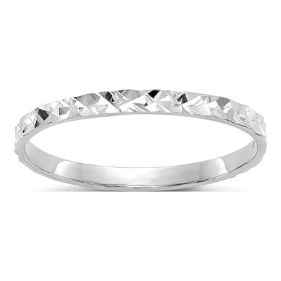 10K White Gold Diamond-Cut Baby Ring