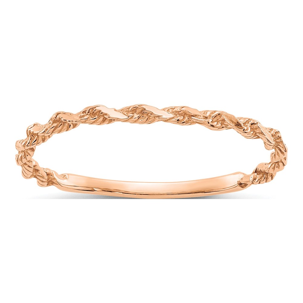 10K Rose Gold Diamond-Cut Rope Wedding Band