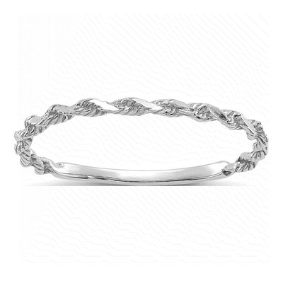 10K White Gold Diamond-Cut Rope Wedding Band
