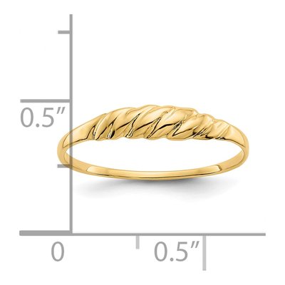 10K Yellow Gold Twisted Ridged Dome Ring – view 4