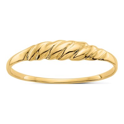 10K Yellow Gold Twisted Ridged Dome Ring