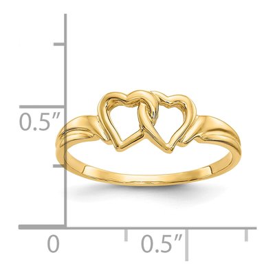 10K Yellow Gold Double Heart Ring – view 4