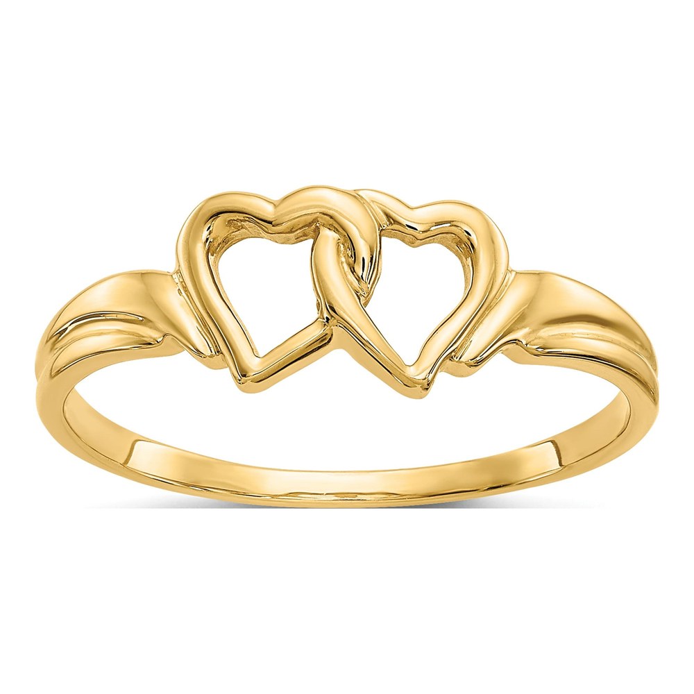 10K Yellow Gold Double Heart Ring