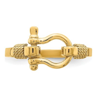 10K Yellow Gold Shackle Rope Edge Ring – view 6