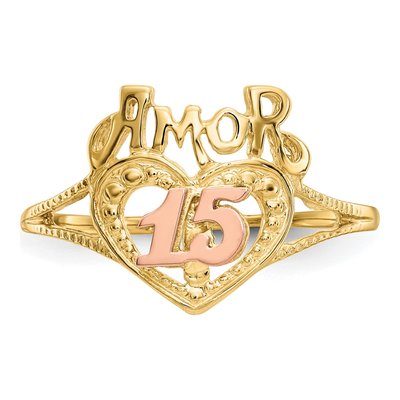 10K Two-Tone Gold AMOR Heart Ring – view 4