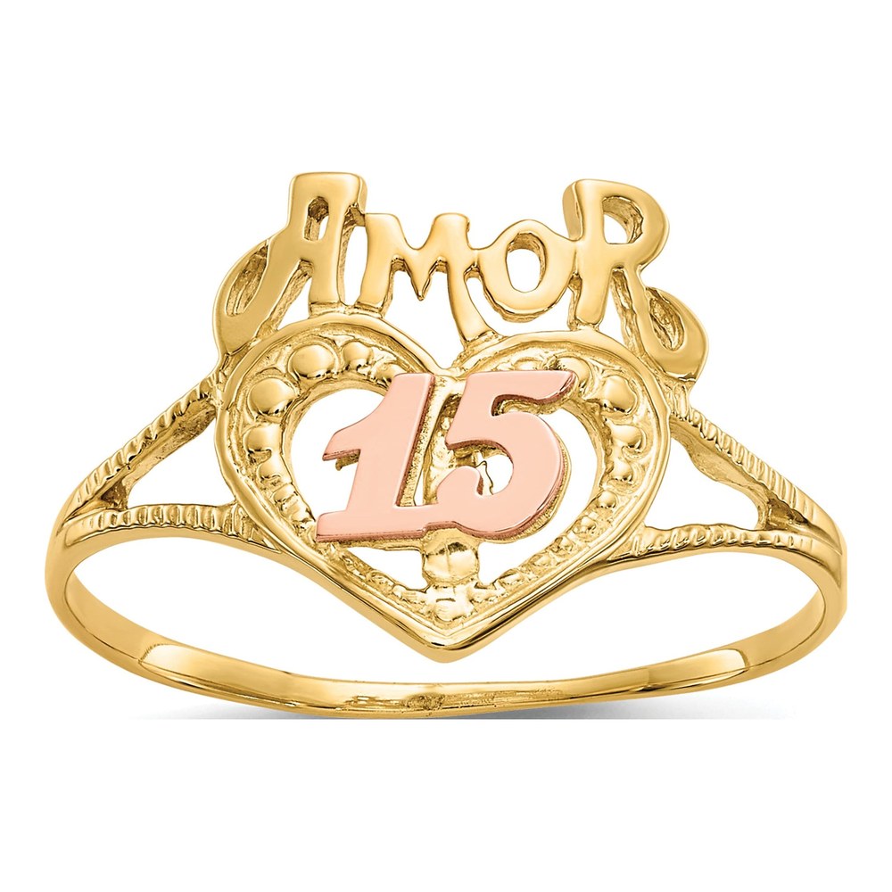 10K Two-Tone Gold AMOR Heart Ring