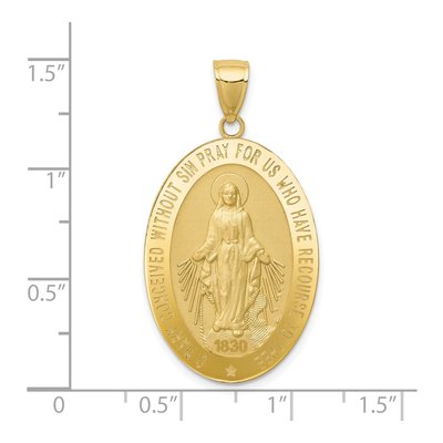 10K Yellow Gold Large Oval Miraculous Medal Pendant – view 4