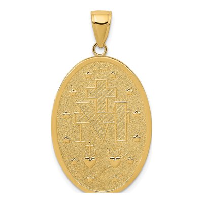10K Yellow Gold Large Oval Miraculous Medal Pendant – view 5
