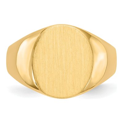 10K Yellow Gold 10Ky 14.5X12.0mm Closed Back Men's Signet Ring – view 5