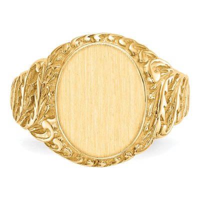 10K Yellow Gold 10Ky 13.0X10.5mm Closed Back Men's Signet Ring – view 5