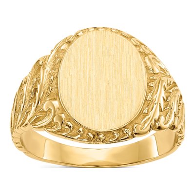 10K Yellow Gold 10Ky 13.0X10.5mm Closed Back Men's Signet Ring