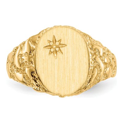 10K Yellow Gold Closed Back Diamond Signet Ring Mounting – view 4