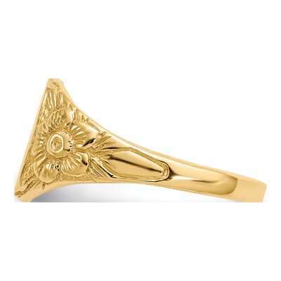 10K Yellow Gold Oval Floral Signet Ring – view 3