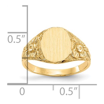 10K Yellow Gold Oval Floral Signet Ring – view 4