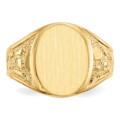 Men's 10K Yellow Gold Open Back Signet Ring – view 5