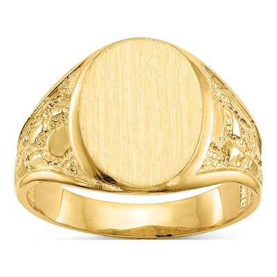 Men's 10K Yellow Gold Open Back Signet Ring
