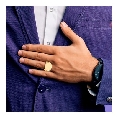 Men's 10K Yellow Gold Open Back Signet Ring – view 5