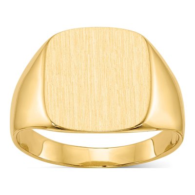 10K Yellow Gold 10Ky 15.0X13.5mm Closed Back Men's Signet Ring