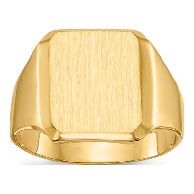 10K Yellow Gold 10Ky 15.0X12.5mm Closed Back Men's Signet Ring