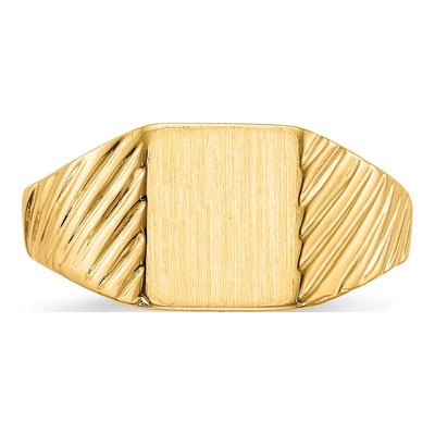 10K Yellow Gold Open Back Child's Signet Ring – view 5
