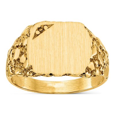 10K Yellow Gold Diamond Closed Back Signet Ring Mounting