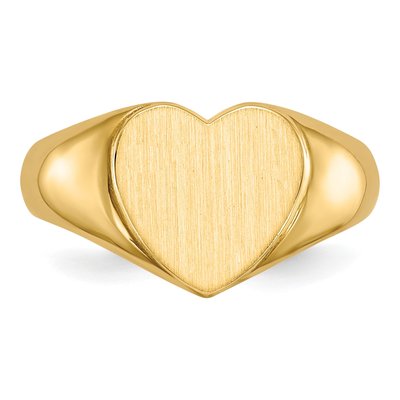 10K Yellow Gold Open Back Heart Signet Ring – view 5