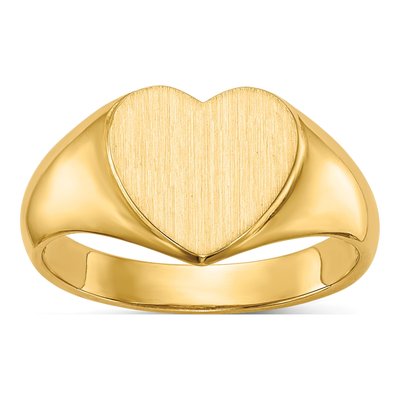 10K Yellow Gold Open Back Heart Signet Ring