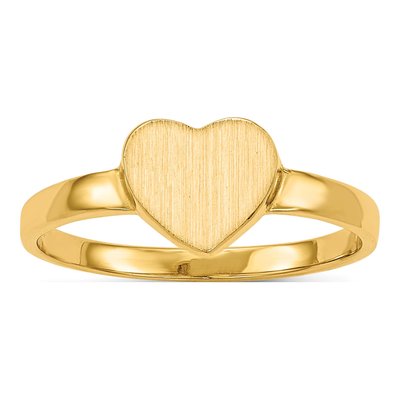 10K Yellow Gold Open Back Heart Signet Ring