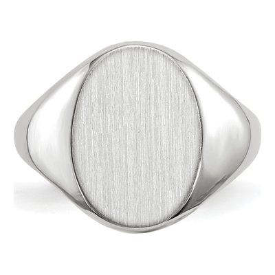10K White Gold Closed Back Signet Ring – view 5