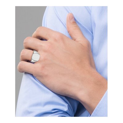 Men's 10K White Gold Open Back Signet Ring – view 6