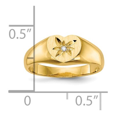 10K Yellow Gold Diamond Heart Baby Signet Ring – view 4