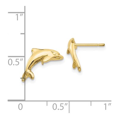 10K Yellow Gold Dolphin Stud Earrings – view 4
