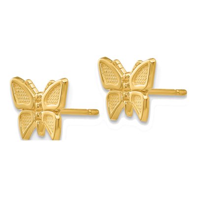 10K Yellow Gold Butterfly Stud Earrings – view 3