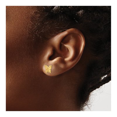 10K Yellow Gold Butterfly Stud Earrings – view 4