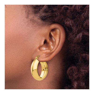 10K Yellow Gold 14mm Small Hoop Earrings – view 3