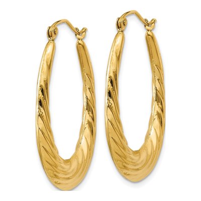 10K Yellow Gold 32mm Twisted Oval Hoop Earrings – view 3