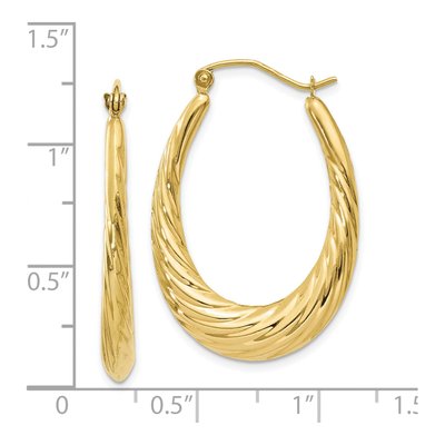 10K Yellow Gold 32mm Twisted Oval Hoop Earrings – view 4