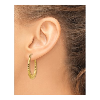 10K Yellow Gold 32mm Twisted Oval Hoop Earrings – view 5
