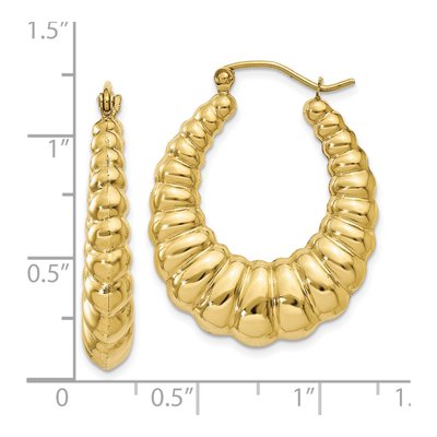 10K Yellow Gold Scalloped Hoop Earrings – view 4