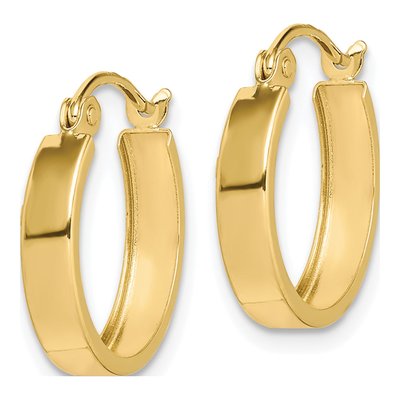 10K Yellow Gold 15mm Square Tube Hoop Earrings – view 3