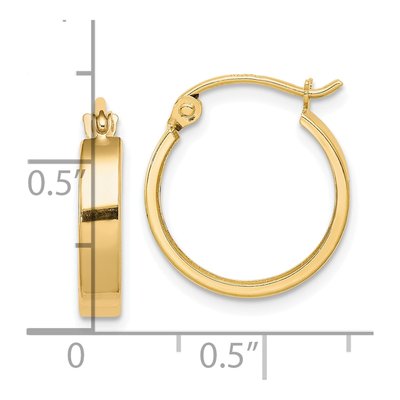10K Yellow Gold 15mm Square Tube Hoop Earrings – view 5
