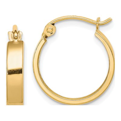 10K Yellow Gold 15mm Square Tube Hoop Earrings